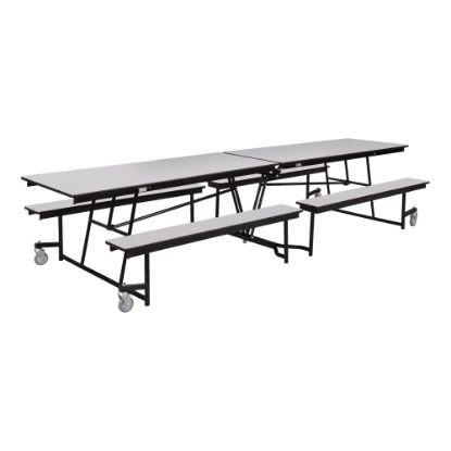 Picture of National Public Seating 12ft Rectangle Mobile Cafeteria Table With Benches, Gray Nebula