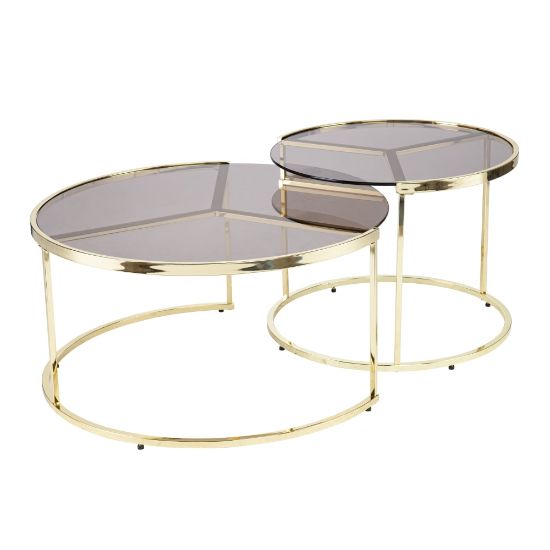 Picture of SEI Martley Nesting Cocktail Table Set, 15-3/4inH x 32inW x 32inD, Smoke/Brass, Set Of 2 Tables