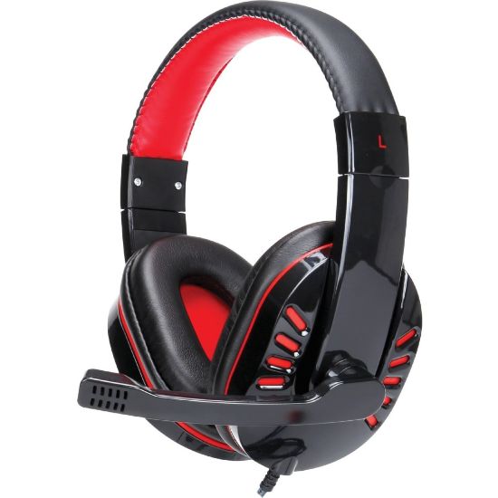 Picture of IQ Sound Gaming Headphones - Stereo - Mini-phone (3.5mm) - Wired - 32 Ohm - 20 Hz - 20 kHz - Over-the-head - Binaural - Circumaural - 8.20 ft Cable - Omni-directional, Condenser Microphone - Red