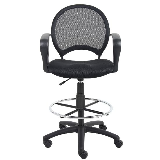 Picture of Boss Office Products Mesh Drafting Stool With Loop Arms, Black