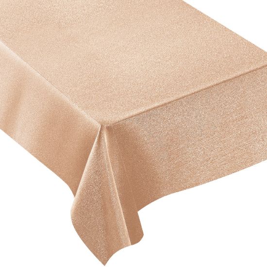 Picture of Amscan Metallic Fabric Table Cover, 60in x 104in, Rose Gold