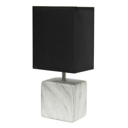 Picture of Simple Designs Petite Marbled Ceramic Table Lamp, 11-13/16inH, Black Base/White Shade