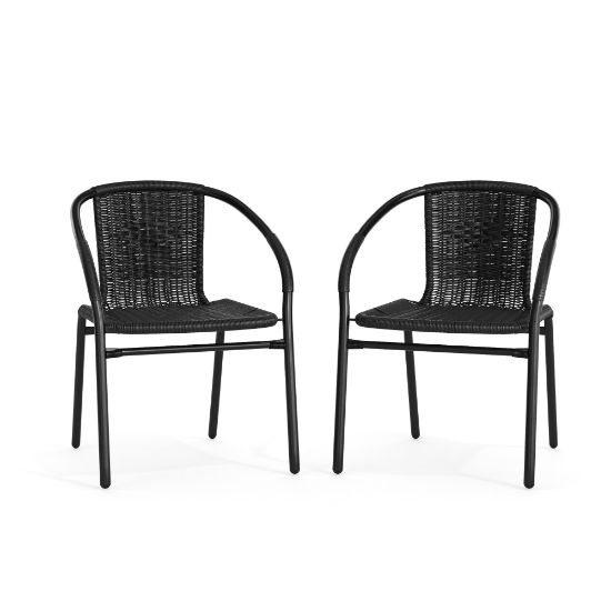 Picture of Flash Furniture Lila Restaurant Stack Chairs, Black, Pack Of 2 Chairs