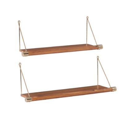 Picture of Linon Lalaine Wall Shelves, Brown/Gold, Set Of 2 Shelves