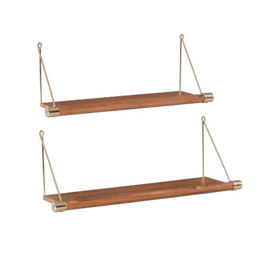 Picture of Linon Lalaine Wall Shelves, Brown/Gold, Set Of 2 Shelves