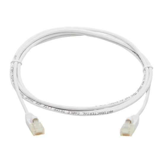 Picture of Tripp Lite Safe-IT Cat6a Ethernet Cable Antibacterial Snagless Slim M/M 7ft  - 10 Gbit/s - Gold Plated Contact - 28 AWG - White