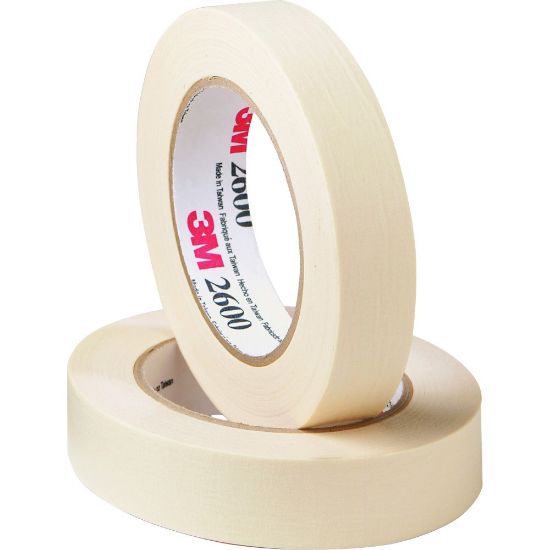 Picture of Highland Economy Masking Tape - 60 yd Length x 1in Width - 4.4 mil Thickness - 3in Core - Rubber Backing - For Labeling, Bundling, Mounting, Wrapping, Holding - 9 / Pack - Tan