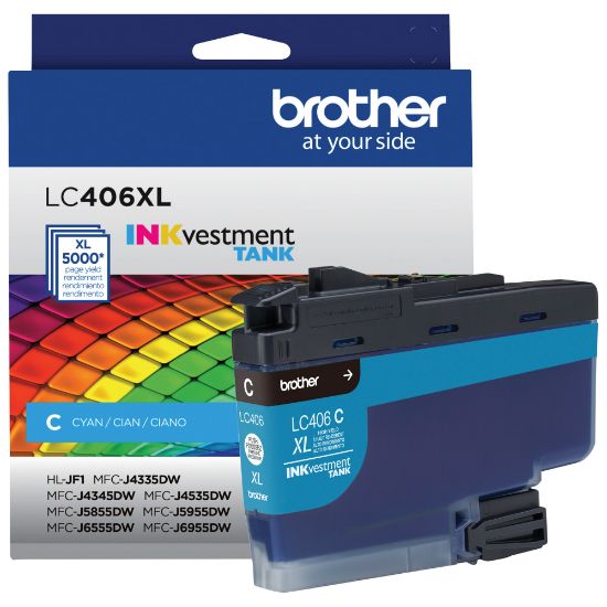 Picture of Brother Genuine LC406XLC Cyan High-Yield INKvestment Tank Ink Cartridge