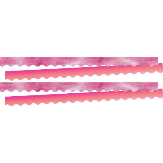 Picture of Barker Creek Double-Sided Scalloped-Edge Border Strips, Pink Tie-Dye/Ombre, 2-1/4in x 36in, Set Of 26 Strips