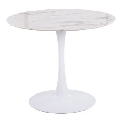 Picture of LumiSource Pebble Modern Table, 29-3/4inH x 36-1/4inW x 36-1/4inD, White/White Marble