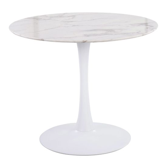 Picture of LumiSource Pebble Modern Table, 29-3/4inH x 36-1/4inW x 36-1/4inD, White/White Marble