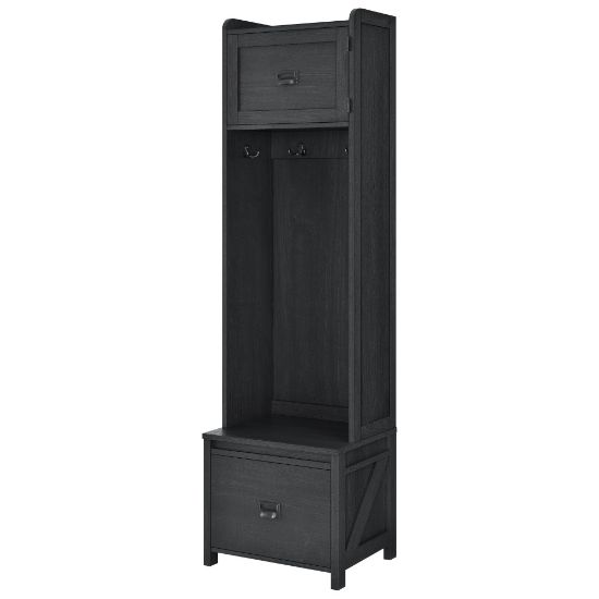 Picture of Ameriwood Home Farmington Entryway Hall Tree With Storage Bench, 72inH x 19-13/16inW x 15-15/16inD, Black