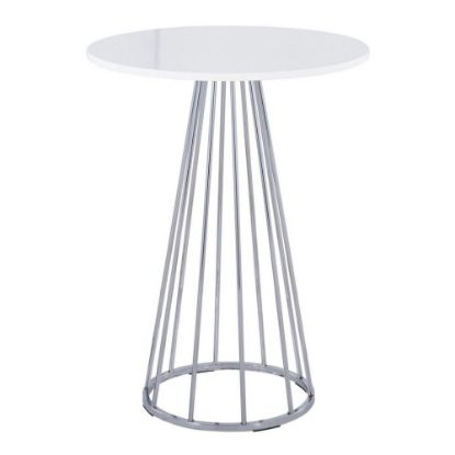 Picture of LumiSource Canary Cece Contemporary Glam Counter Table, 36inH x 27inW x 27inD, Chrome/White