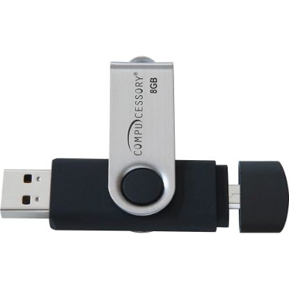 Picture of Compucessory 8GB USB 2.0 Flash Drive - 8 GB - USB 2.0 - Silver, Black