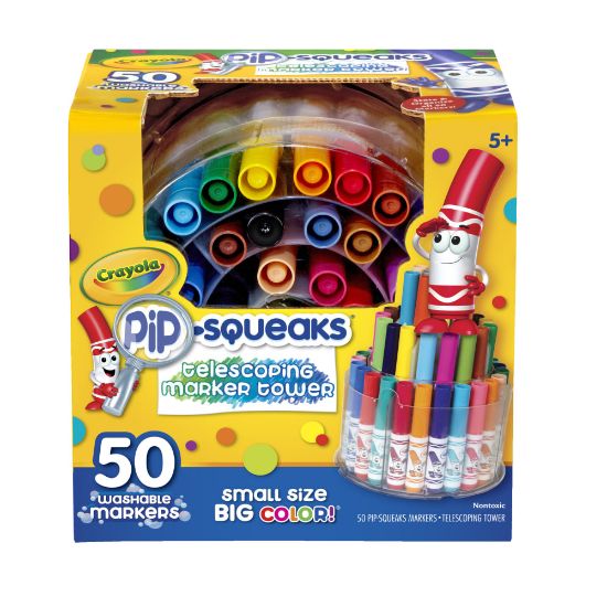 Picture of Crayola Pip-Squeaks Markers With Tower Storage Case, Assorted Colors, Pack Of 50