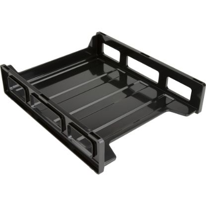 Picture of Business Source Front-Load Stackable Letter Tray - Desktop - Stackable - 25% Recycled - Black - Plastic - 1 Each