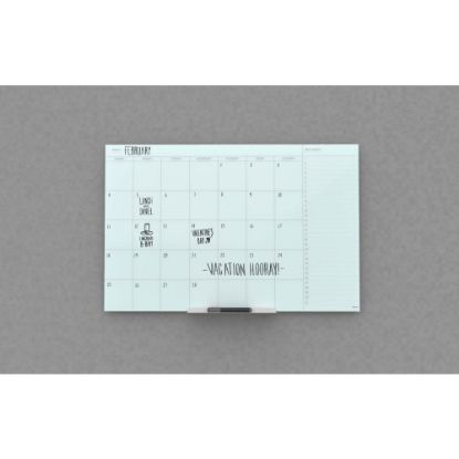 Picture of U Brands Floating Non-Magnetic Glass Dry-Erase Monthly Calendar Board, 48in X 36in, White Frosted Surface, Frameless, Actual Size 47in X 35in (2776U00-01)