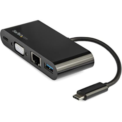 Picture of StarTech.com USB C VGA Multiport Adapter - Power Delivery Charging (60W) - USB 3.0 - GbE - USB C Adapter for Mac, Windows, Chrome OS - Create a workstation by connecting your USB-C laptop to a VGA monitor, GbE and USB 3.0 device