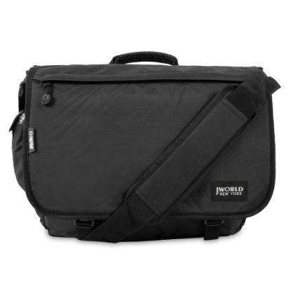 Picture of J World Thomas Polyester Laptop Messenger Bag, 13-1/2inH x 17inW x 4-1/4inD, Black