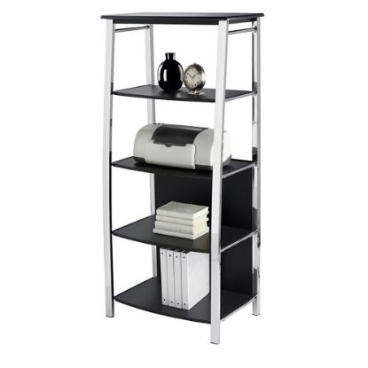 Picture of Realspace Mezza 60inH 4-Shelf Bookcase, Black/Chrome