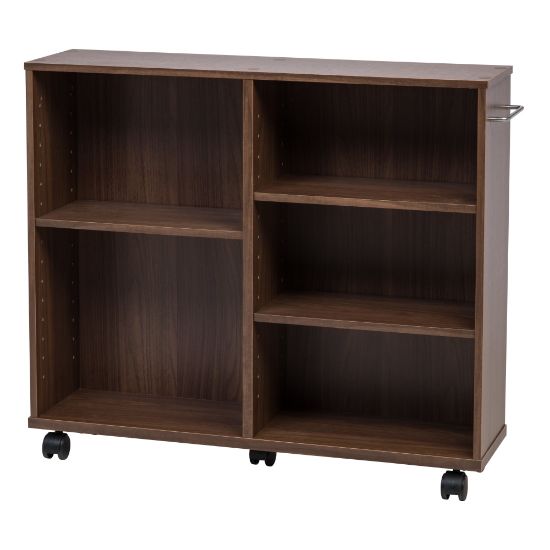 Picture of IRIS 26inH 5-Shelf Wide Rolling-Shelf, Dark Brown