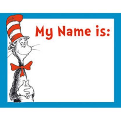 Picture of Eureka Cat In The Hat Name Tags, Pack Of 40