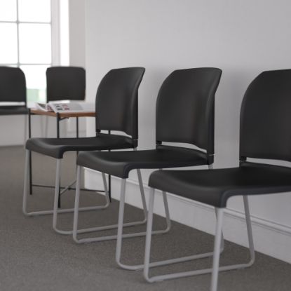 Picture of Flash Furniture HERCULES Series Full-Back Contoured Stack Chairs, Black/Silver, Set Of 5 Chairs