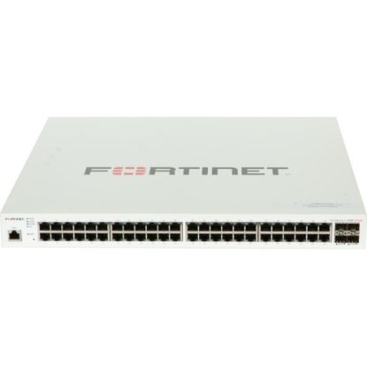 Picture of Fortinet FortiSwitch FS-248E-FPoE Ethernet Switch - 48 Ports - Manageable - Gigabit Ethernet - 1000Base-X, 10/100/1000Base-T - 3 Layer Supported - Modular - 4 SFP Slots - Power Supply - 855.02 W Power Consumption - 740 W PoE Budget