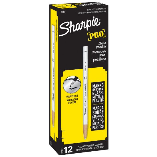 Picture of Sharpie Peel-Off China Markers, White, Pack Of 12