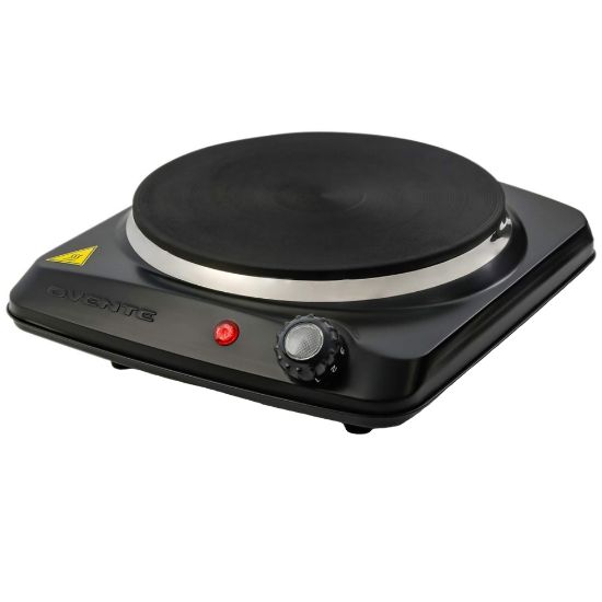 Picture of Ovente Electric Kitchen Cast Iron Burner Hot Plate & Compact Cooktop, 3inH x 9inW x 9-3/4inD, Black