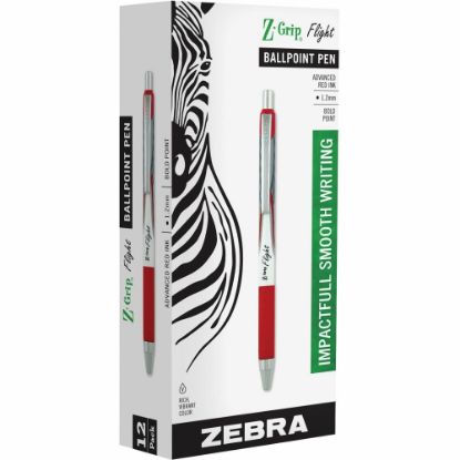 Picture of Zebra Pen Z-Grip Flight Retractable Pens - Bold Pen Point - 1.2 mm Pen Point Size - Retractable - Red - 1 Dozen