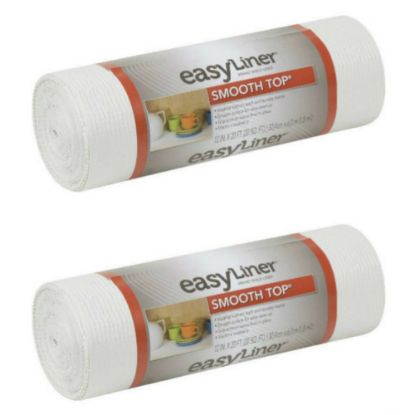 Picture of Duck Brand 855145 Smooth Top EasyLiner Non-Adhesive Shelf And Drawer Liner, 12in x 20ft, White, Pack Of 2 Rolls