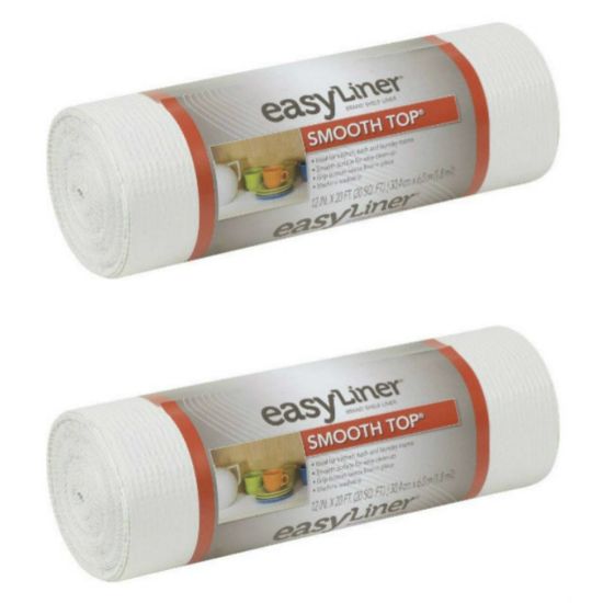 Picture of Duck Brand 855145 Smooth Top EasyLiner Non-Adhesive Shelf And Drawer Liner, 12in x 20ft, White, Pack Of 2 Rolls