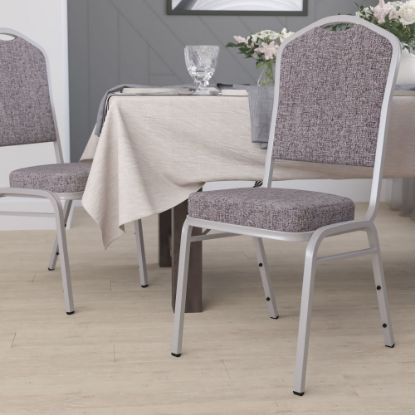 Picture of Flash Furniture HERCULES Series Crown Back Stacking Banquet Chair, Herringbone/Silver