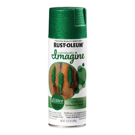 Picture of Rust-Oleum Imagine Craft and Hobby Glitter Spray Paint, 10.25 Oz, Kelly Green, Pack Of 4 Cans