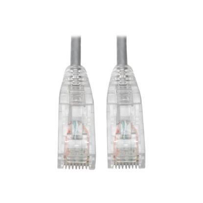 Picture of Tripp Lite Cat6 UTP Patch Cable (RJ45) - M/M, Gigabit, Snagless, Molded, Slim, Gray, 3 ft. - First End: 1 x RJ-45 Male Network - Second End: 1 x RJ-45 Male Network - 1 Gbit/s - Patch Cable - Gold Plated Connector - 28 AWG - Gray