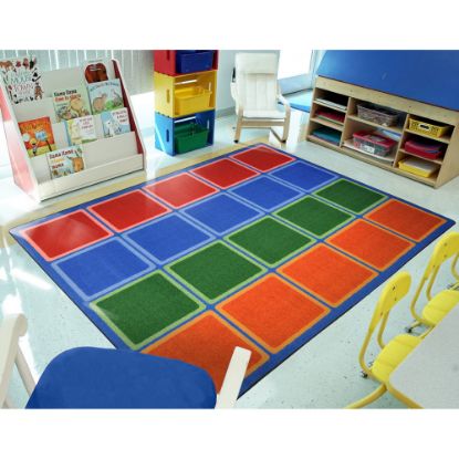 Picture of Joy Carpets Kids Essentials Rectangle Area Rug, Blocks Abound, 5-1/3ft x 7-33/50ft, Primary