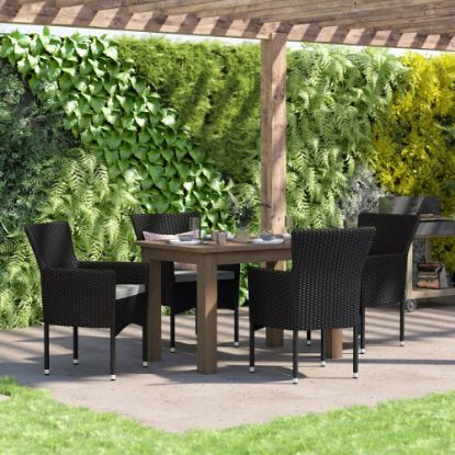 Picture of Flash Furniture Maxim Modern Wicker Patio Armchairs With Cushions, Gray/Black, Set Of 4 Chairs