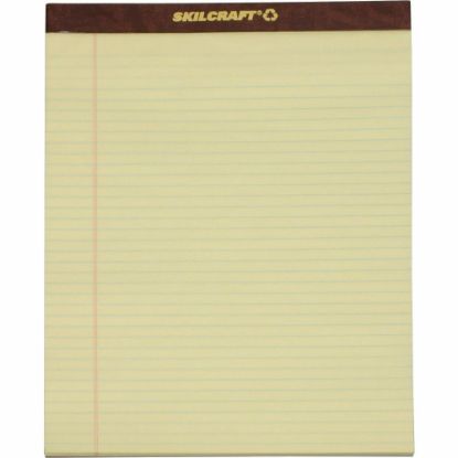 Picture of SKILCRAFT 30% Recycled Perforated Writing Pads, 8 1/2in x 11in, Yellow, Legal Ruled, Pack Of 12 (AbilityOne 7530-01-356-6727)