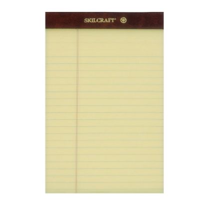 Picture of SKILCRAFT 30% Recycled Perforated Writing Pads, 5in x 8in, Yellow, Legal Ruled, Pack Of 12 (AbilityOne 7530-01-356-6726)