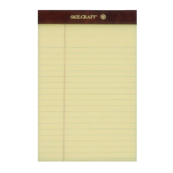 Picture of SKILCRAFT 30% Recycled Perforated Writing Pads, 5in x 8in, Yellow, Legal Ruled, Pack Of 12 (AbilityOne 7530-01-356-6726)