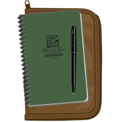 Picture of Rite in the Rain All-Weather Spiral Notebooks, With Pen And Cover, Side, Green/Tan, Pack Of 5 Notebooks