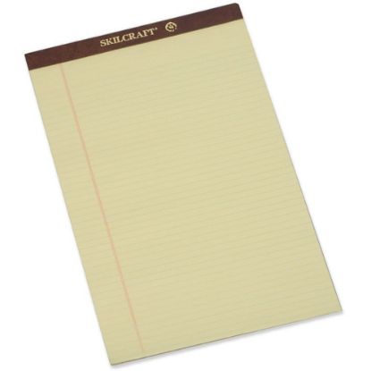 Picture of SKILCRAFT 30% Recycled Perforated Writing Pads, 8 1/2in x 14in, Yellow, Legal Ruled, Pack Of 12 (AbilityOne 7530-01-209-6526)