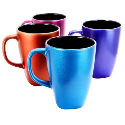 Picture of Mr. Coffee Luster Flare Stoneware Mugs, 16 Oz., Assorted Colors, Set Of 4 Mugs