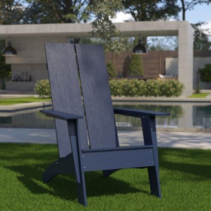 Picture of Flash Furniture Sawyer Modern All-Weather Poly Resin Wood Adirondack Chair, Navy