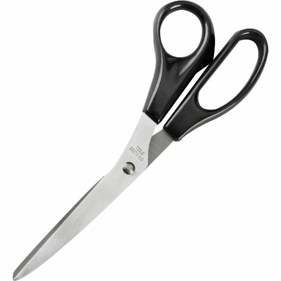 Picture of Business Source Stainless Steel Scissors - 8in Overall Length - Bent-right - Stainless Steel - Black - 1 Each