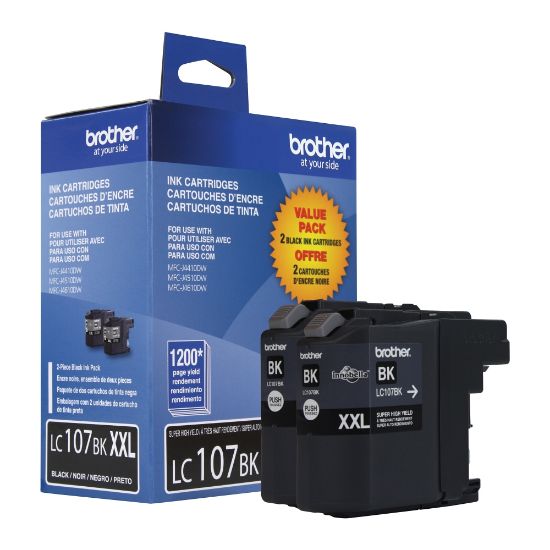 Picture of Brother LC107 Black High-Yield Ink Cartridges, Pack Of 2, LC107BK