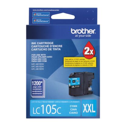 Picture of Brother LC105 Cyan High-Yield Ink Cartridge, LC105C