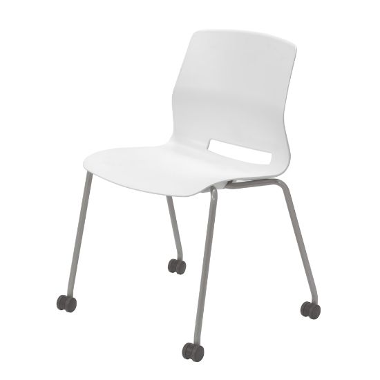 Picture of KFI Studios Imme Stack Chair With Caster Base, White/Silver