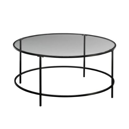 Picture of Sauder Harvey Park Round Coffee Table, 16-1/2inH x 36inW x 36inD, Black/Clear